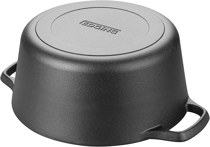 Pre-Seasoned Cast Iron Dutch Oven Pot with Skillet Lid Cooking Pan, 2-in-1 Sourdough Bread Baking Pan with Proofing Basket and Baking Supplies, 5QT