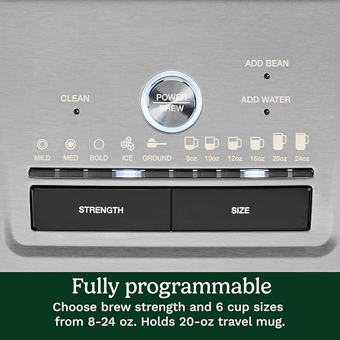 Cuisinart Coffee Maker, Custom Grind and Brew Single Cup Coffee Maker, 6 Cup Sizes, Built-in Stainless Steel Burr Mill, Adjustable Strength, Grind Control and Over Ice Feature, Easy Cleaning, DGB-30