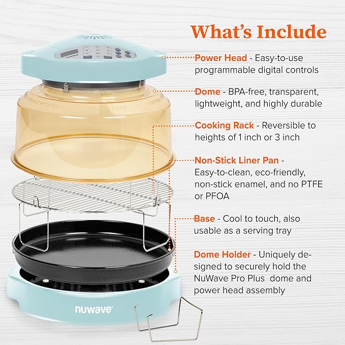 Nuwave Pro Plus 2 Infra-Red Oven, Countertop, Convection, Cook Fresh or Frozen, No Defrosting or Preheating, Cook Healthy, 360 Surround Heat, Adjustable Temps, 100 Presets, 50 Memory, Tough Power Dome