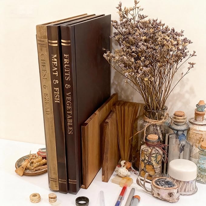 Wooden Cutting Boards for Kitchen, 3-Piece Acacia Wood Cutting Board Set with Stand, Cutting Board That Looks Like Books for Vegetables, Cheese, Bread & Meat, Decorative Chopping Board Gift Set