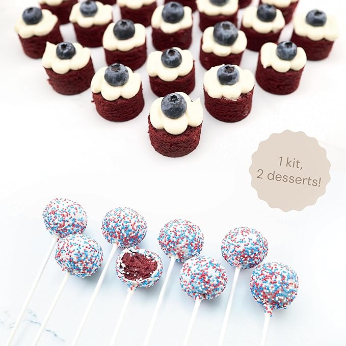 Crumble Crate - Red Velvet Brownie Bites & Red Velvet Cake Pops DIY Baking Set/Kit. All pre-measured ingredients and essential baking tools, Gift Idea, Baking gift Sets