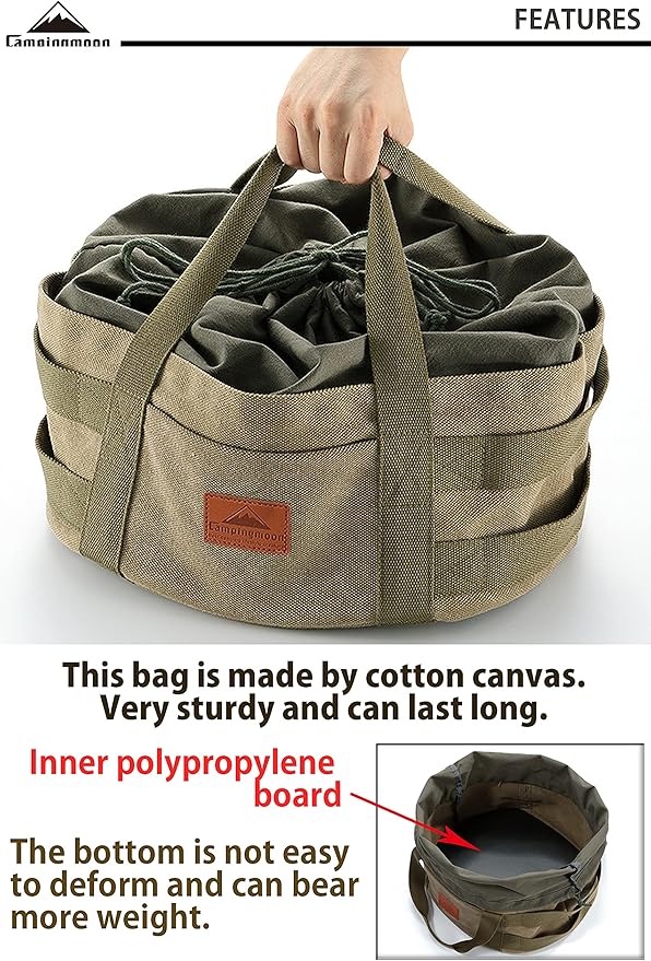 camping moon Carry Bag for Dutch Oven Durable Canvas