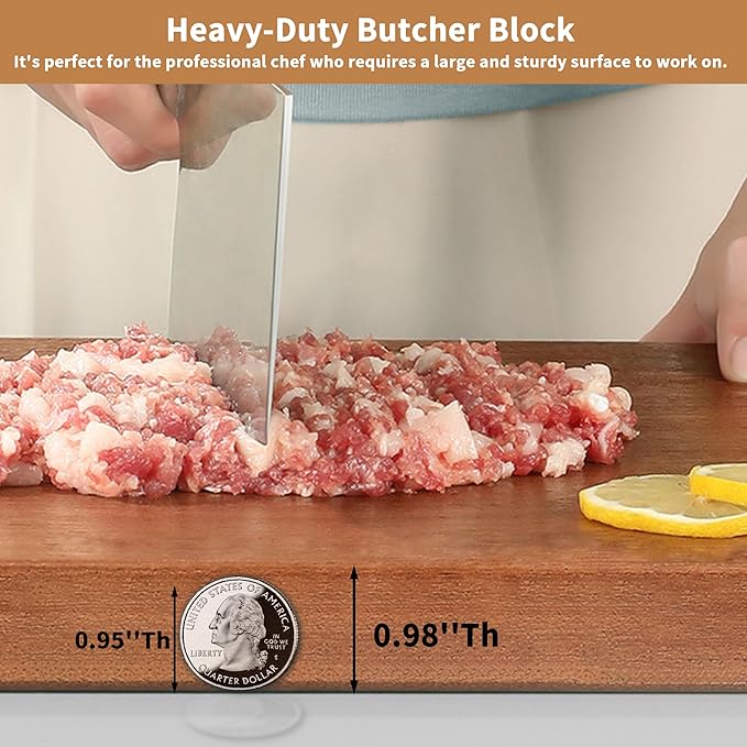 Real Solid Sapele Cutting Board One Piece No Glue Non Toxic All Whole Single Wood Butcher Block Thick Hard Wood Heavy Duty Edge Grain (Medium, 14.96"L*11.02"W*0.98"Th)