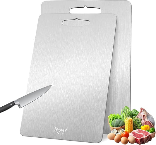 2 PCS Titanium Cutting Board,Cutting Boards For Kitche,Easy to clean, Double-sided food-grade Board For Meats, Fruits And Vegetables (17 * 11)