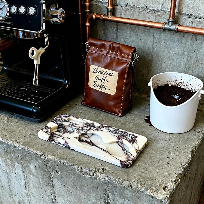 Coffee Press Pad Natural Marble Holder Espresso Coffee Machine Handle Organiser Plate Powder Hammer Storage Stand Tamper Mat Barista Tool Home Kitchen Coffee Shop Station