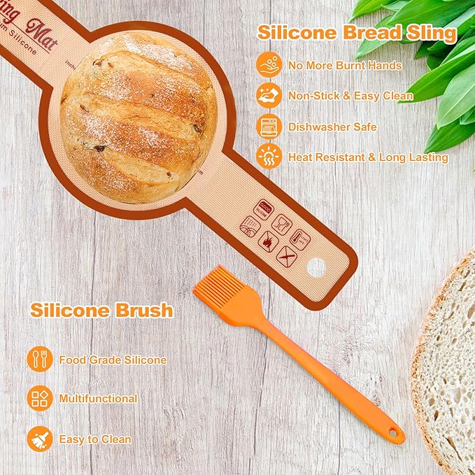 Sourdough Starter Kit, Sourdough Bread Baking Supplies, 9''Banneton Bread Proofing Basket with Glass Sour dough Starter Jar, Breads Scoring Tool,Breads Making Tools Gifts for Bakers Women Wife Mom