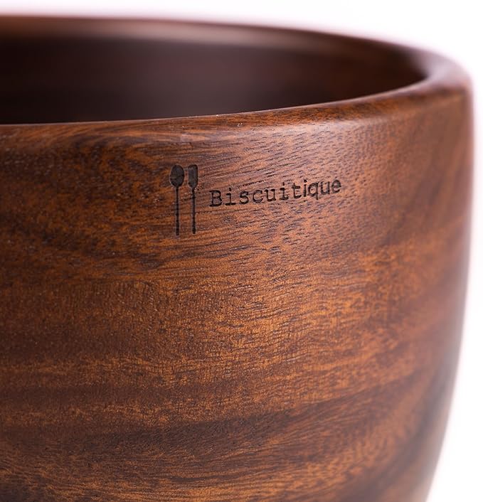 Biscuitique Premium Solid American Walnut Wood Mixing Bowl Compatible with Kitchen Aid Tilt-Head Models 4.5 Quart and 5QT Stand Mixer Wooden Bowls