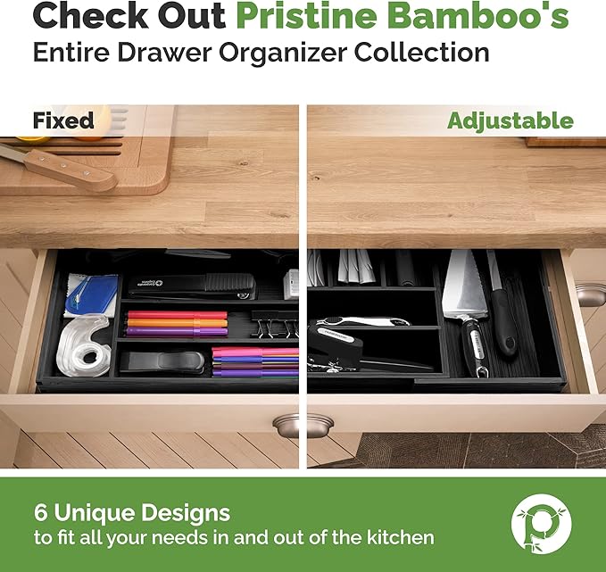 Kitchen Drawer Organizer - Drawer Utensil Organizer and Cutlery Tray - Flatware and Silverware Holder (5-Slots, White)