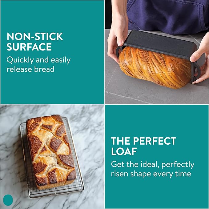 Navaris Enameled Cast Iron Bread Loaf Pan - 10.2" x 4.7"(26 x 12cm) Non-Stick Bread Baking Pan for Homemade Bread, Sourdough, Meatloaf, Cake, Oven Safe, Even Heat Distribution