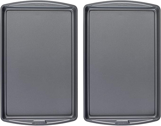 GoodCook Everday Nonstick Carbon Steel 17 x 11-Inch Baking Sheet Set, 2 Pack – Medium Sized Cooking Pans, Bakeware Set, Cookie Sheets for Baking, Oven Pan Set