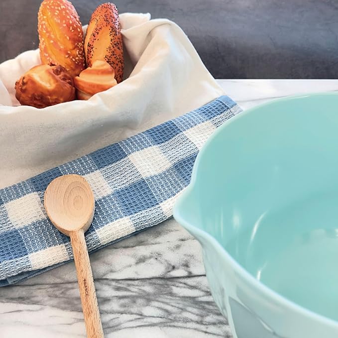 UP UPware Latte Style Melamine Batter Bowl with Pour Spout, Handle and Non-Slip Base, Grip Handle for Easy Mix and Pour, Home Essentials Cooking and Baking Tools, 4.3 quart, 11.5 x 8.75 Inch, Blue