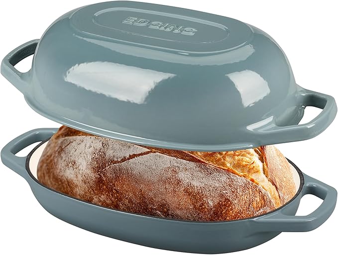 Enameled Cast Iron Oval Dutch Oven Pot with Lid, Dutch Oven for Sourdough Bread Baking, Bread Oven, Bread Dutch Oven, Oval Bread Pan, 5qt, Seasalt