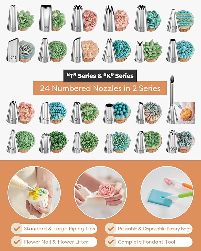 Kootek 700pcs Cake Decorating Kit, Baking Supplies with Springform Pans, Cake Turntable for Decorating, Piping Tips Set, Pastry Bags, and More Baking Tools