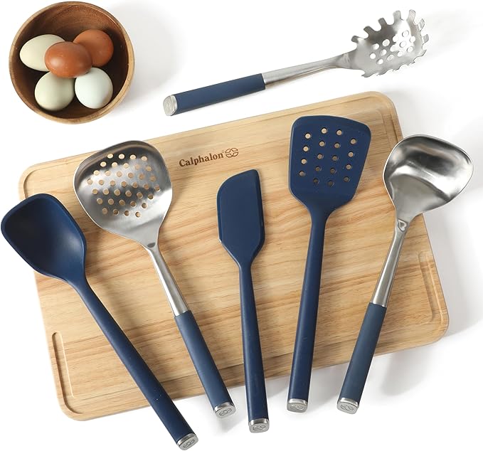 Calphalon Edge 6 Piece Stainless Steel Kitchen Tool & Gadget Set- Navy Blue
