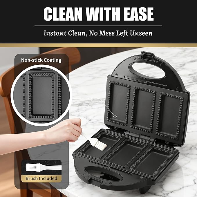 Electric Mini Pocket Pie Maker Machine with Crust Cutter, Pocket Pie Iron Press with Non Stick Surface, Ideal for Hot Chicken Pockets Pizza Pockets Grilled Cheese Sandwiches and More