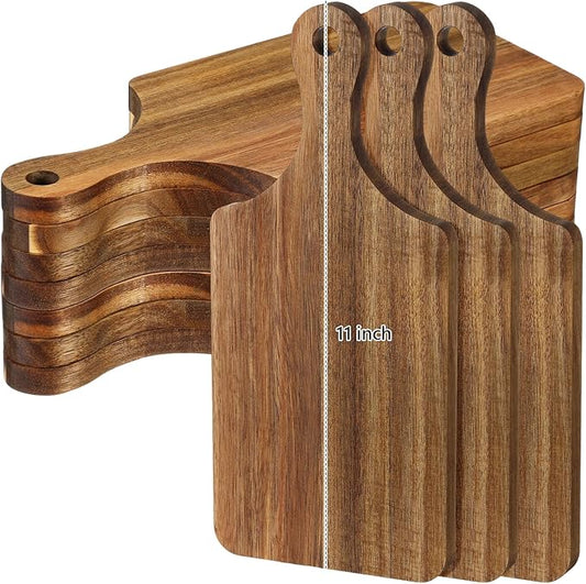 Patelai 10 Pack Thicken Bamboo Cutting Board Bulk Acacia Wood Chopping Unfinished Crafts Serving Charcuterie Boards for DIY Wedding Housewarming Gift (Acacia Wood)