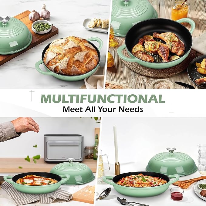 Bread Dutch Oven for Sourdough Baking (5.5 QT), Joyfair Enameled Cast Iron Dutch Oven Pot with Lid, Sourdough Bread Pan with Dual Handles, Non-Stick & Even Heat, Oven-safe up to 500°F, Pistachio Green