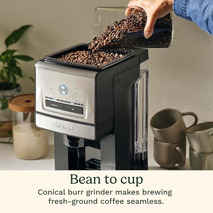 Cuisinart Coffee Maker, Custom Grind and Brew Single Cup Coffee Maker, 6 Cup Sizes, Built-in Stainless Steel Burr Mill, Adjustable Strength, Grind Control and Over Ice Feature, Easy Cleaning, DGB-30
