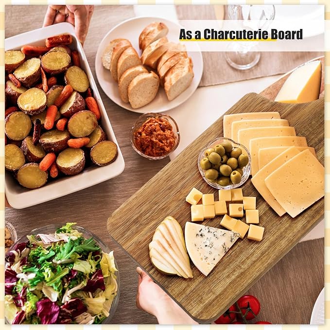 Patelai 10 Pack Thicken Bamboo Cutting Board Bulk Acacia Wood Chopping Unfinished Crafts Serving Charcuterie Boards for DIY Wedding Housewarming Gift (Acacia Wood)