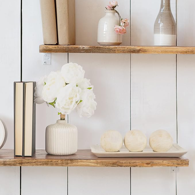 Creative Scents Rustic Luxe Decorative Tray and Orb Set - Centerpiece Table Decorations for Coffee Table Decor - Modern Farmhouse Decor - Decorative Accents Bowl with Balls for Dining Table Decor