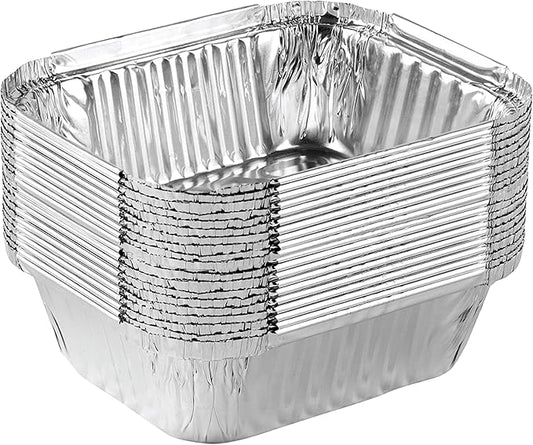 PLASTICPRO Disposable 1 LB Aluminum Takeout Tin Foil Baking Pans 5'' X 6'' X 2'' Inch Bakeware - Cookware Perfect for Baking Cakes,Brownies,Bread, Meatloaf, Lasagna, or Lunchbox, Pack of 20