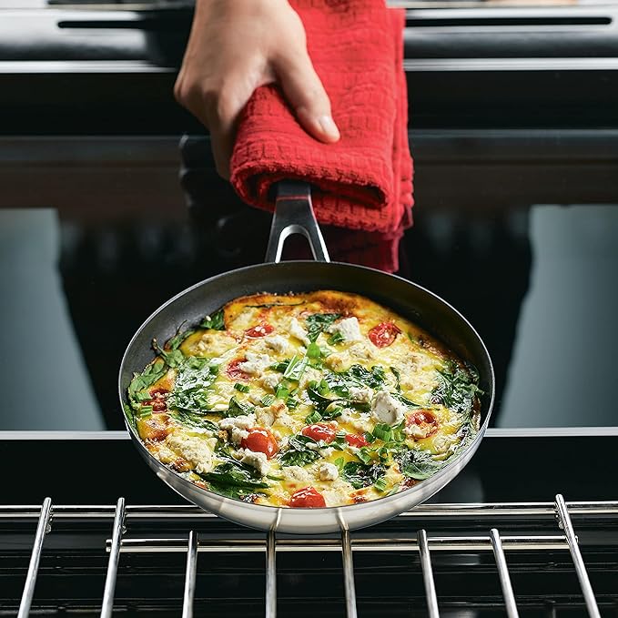 KitchenAid Stainless Steel Nonstick Frying Pans/Skillet Set, 9.5 Inch and 12 Inch - Brushed Stainless Steel