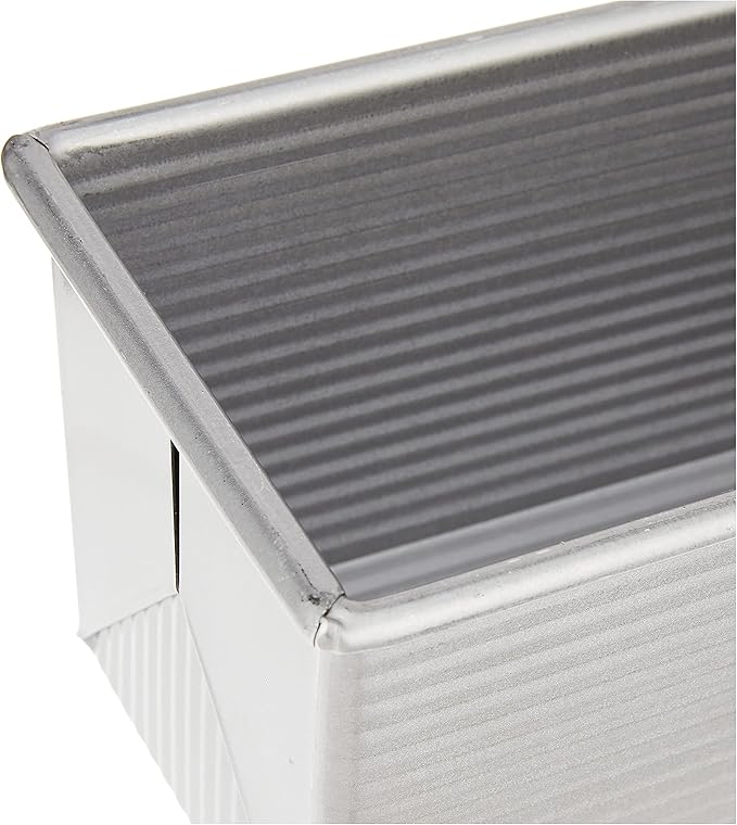 USA Pan Bakeware Pullman Loaf Pan With Cover,9 x 4 inch,Nonstick & Quick Release Coating,Made in the USA from Aluminized Steel,(Pack of 3)