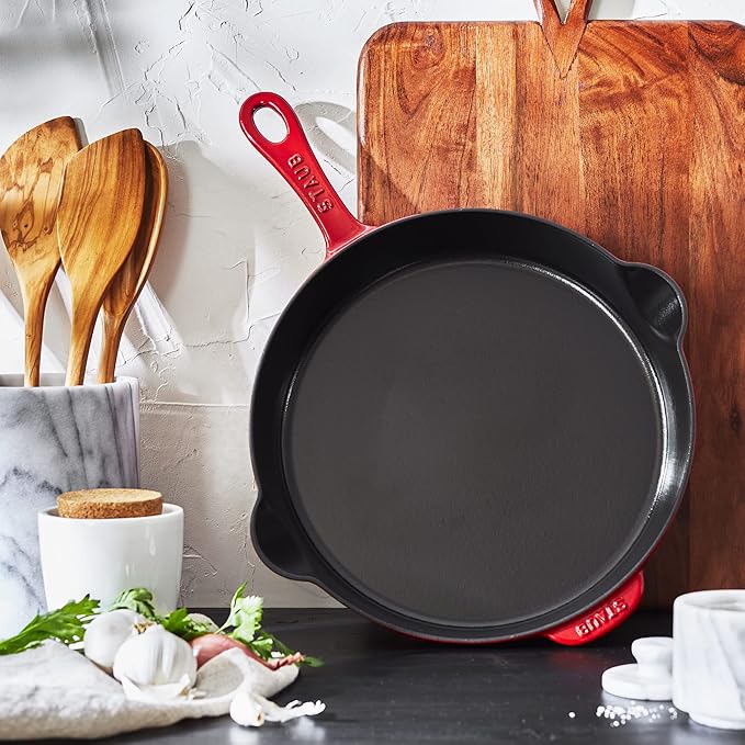 Staub Cast Iron 11-inch Traditional Skillet - Cherry, Made in France