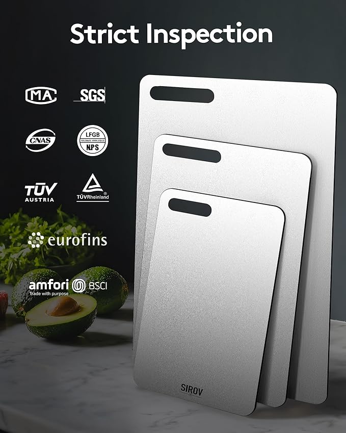 Titanium Cutting Board, Premium Pure Titanium Chopping Boards for Kitchen, Non-Toxic & Dishwasher Safe for Meat, Fruit, and Vegetables (10.1L*6.2W)