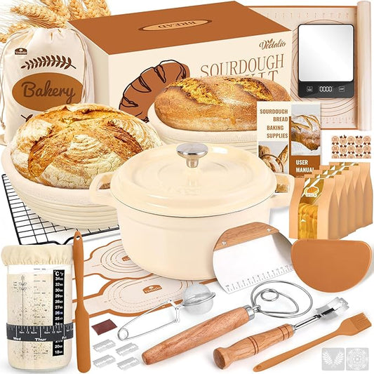 Sourdough Starter Kit with Dutch Oven, Sourdough Bread Baking Supplies, Sour Dough Starter Kits, Sourdough Accessories, Sour Dough Tools Sourdough Tools Kit Dutch Oven for Sourdough Bread Baking