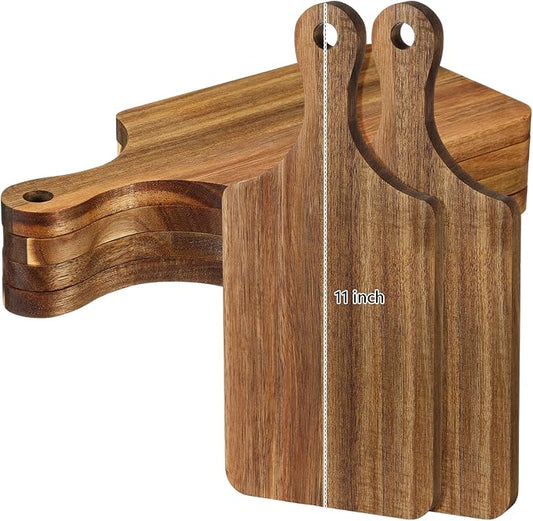 Patelai 6 Pack Thicken Bamboo Cutting Board Bulk Acacia Wood Chopping Unfinished Crafts Serving Charcuterie Boards for DIY Wedding Housewarming Gift (Acacia Wood)