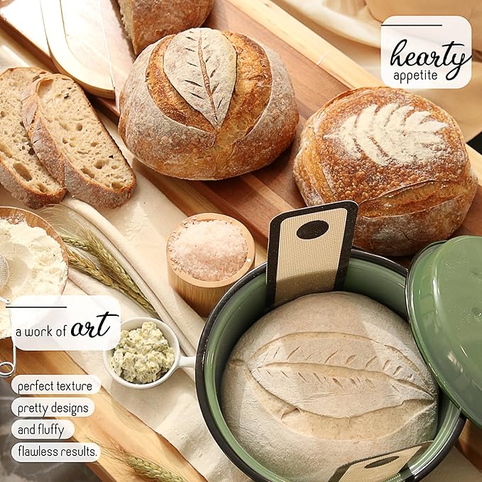 All-Inclusive 𝗣𝗥𝗘𝗠𝗜𝗨𝗠 Sourdough Starter Kit with Pot, 34 Oz Starter Jar, 4 Banneton Bread Proofing Baskets, Scraper, Scale, Sourdough Bread Baking Supplies, Beginner Guide & Recipes