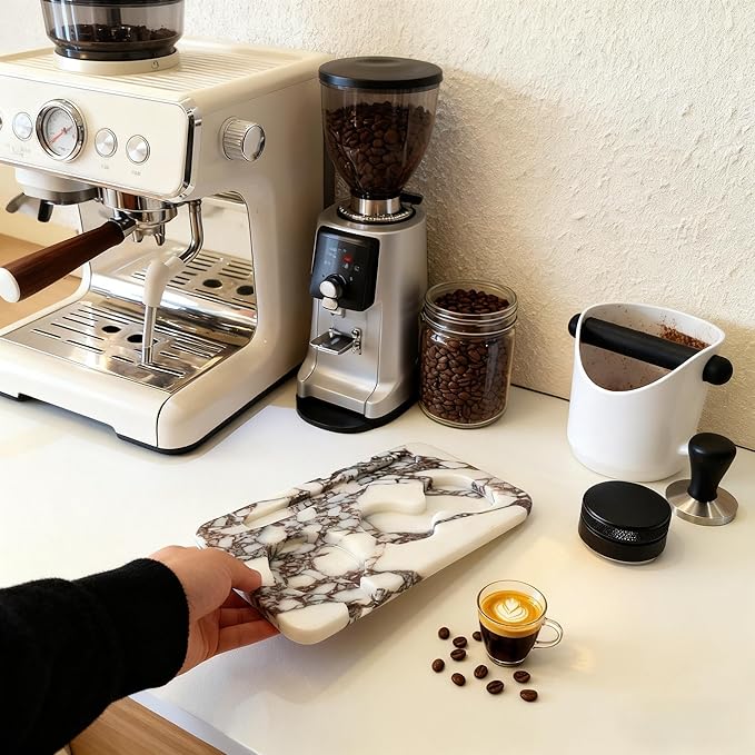 Coffee Press Pad Natural Marble Holder Espresso Coffee Machine Handle Organiser Plate Powder Hammer Storage Stand Tamper Mat Barista Tool Home Kitchen Coffee Shop Station