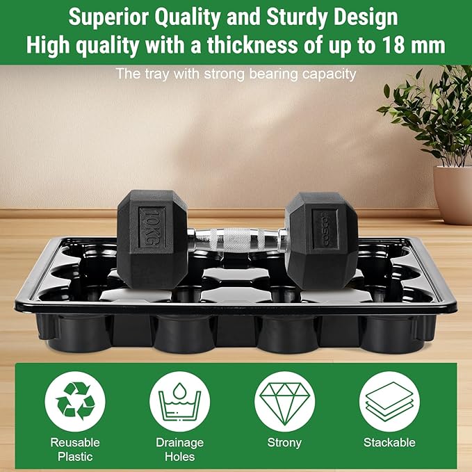 Sckee 12 Cell Round Nursery Pots Trays, Flower Pot Moving Tray, Nursery Pot Tray Plastic Planting Pot Carrying Trays for Moving Nursery Pot (17.2"×13.2"×2.5", 5PCS for 4'' Pots)