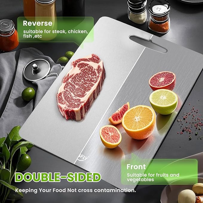 2 PCS Titanium Cutting Board,Cutting Boards For Kitche,Easy to clean, Double-sided food-grade Board For Meats, Fruits And Vegetables (17 * 11)