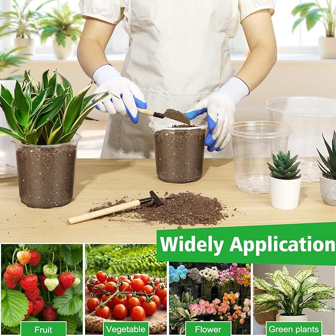 6/8/10 Inch Large Clear Nursery Pots with Drainage, 12 Pack Plastic Pots for Plants, Ideal Seedling Pots and Plant Pots for Vegetables, Orchids, Aloe, Indoor Outdoor Use (6 8 10 inch)