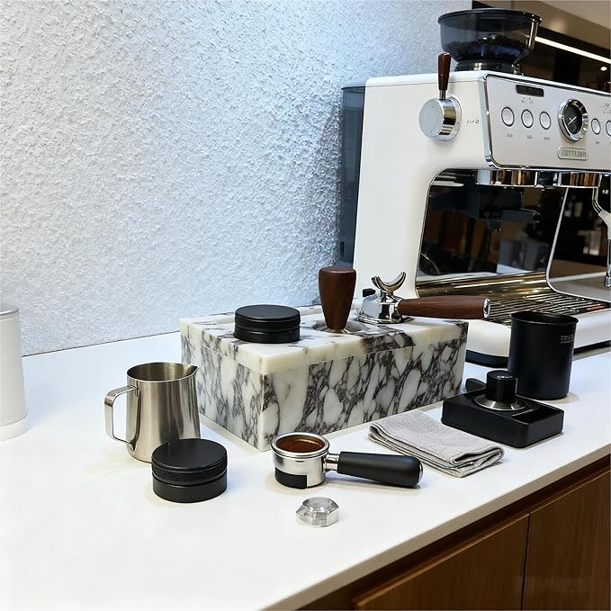 Coffee Press Pad Natural Marble Holder Espresso Coffee Machine Handle Organiser Plate Powder Hammer Storage Stand Tamper Mat Barista Tool Home Kitchen Coffee Shop Station (cofe pro)