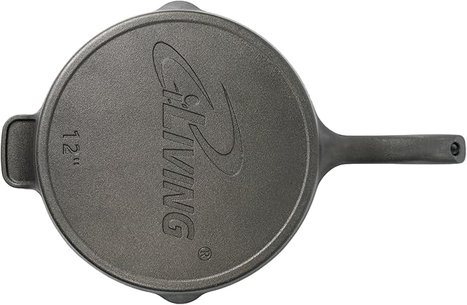 iLiving Un-seasoned Modern Heirloom Mirror Polished Cast Iron Skillet Pan 12" (2.7" Wall Height / 3.7 L), Silver