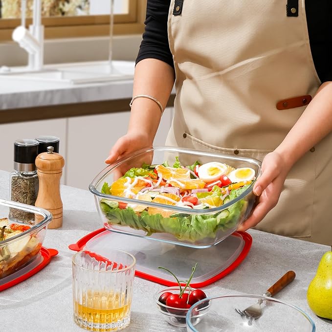 NUTRIUPS 9 x 9 Glass Baking Dish with Lid, 9 x 9 Baking Pan, 2.75QT LARGE and DEEP Baking Dish for Oven