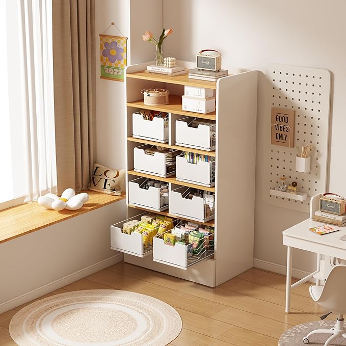 NETEL Pull Out Cabinet Organizer, 4 Pack No Drill Slide Out Drawers for Kitchen Cabinets, Metal Pantry Pull Out Shelves, Kitchen Cabinet Organizer, Pull Out Home Organizers, 11.8"W X 20.86"D X 6.9"H