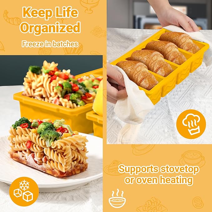 Silicone Freezer Tray for Soup with Lid – 1-Cup Soup Container Cube Style Ice Cube Trays for Freezer, Meal Prep & Food Storage, Freeze 250mL/125mL Portions – 2 Pack