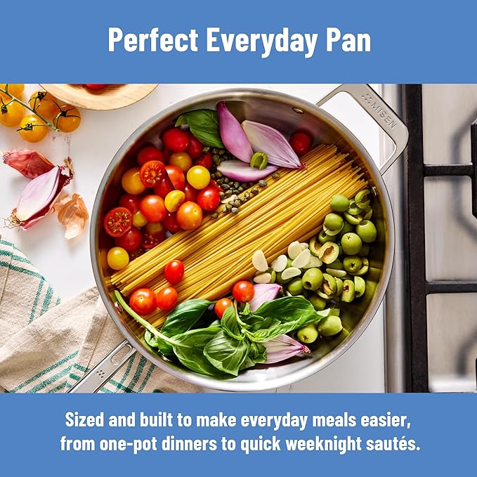 Misen Stainless Steel Pan - Versatile Everyday Pan - Even Heating, Dishwasher-Safe, Oven-Safe, Works on All Stovetops