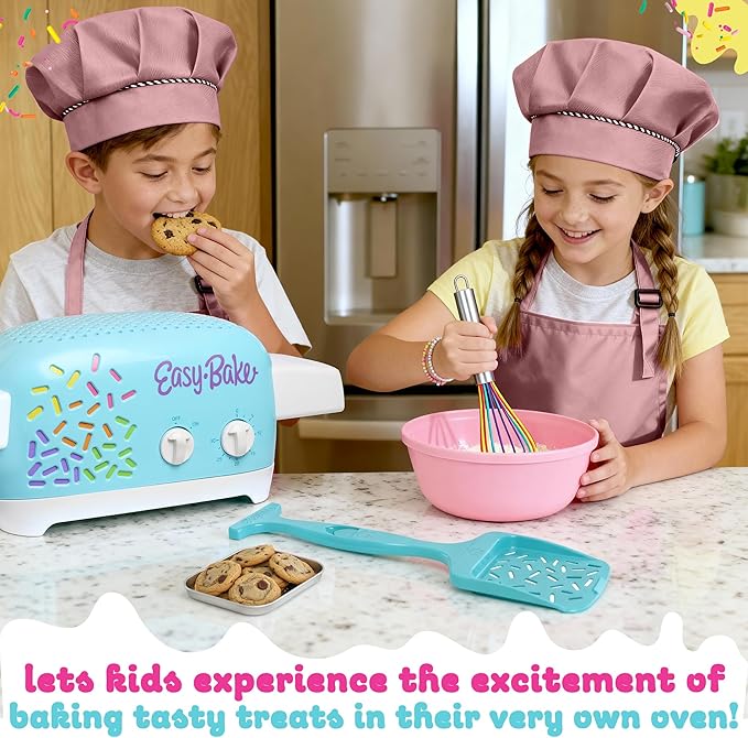Ultimate Easy Baking Oven Bundle For Kids With 20 Items - Oven, 2 Refill Mixes, Apron, Hat, 2 Bowls, Spatula, Whisk, 9 Stickers, Baking Pan & Tool (Passionate Pink Bundle)