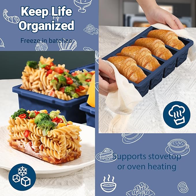Doasuwish Silicone Freezer Tray for Soup Sauce Cube 2Pcs (Dark Blue)
