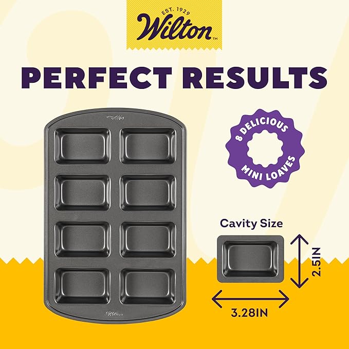 Wilton Gold Non-Stick Mini Loaf Pan, Stainless Steel Bakeware, Made without PFAS, Packaging May Vary