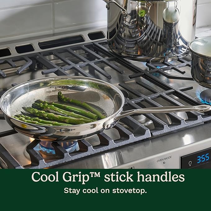 Cuisinart Chef’s Classic 11-Piece Stainless Steel Cookware Set, Pots and Pans Cooking Set with Aluminum Encapsulated Base to Heat Quickly and Evenly, Cool Grip Handles, Dishwasher Safe, 77-11G