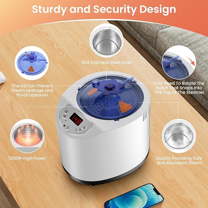 Sauna Steamer Machine, 3L Portable Sauna Steamer, 1200W Indoor Sauna Steamer Pot with Remote Control, 15 Heating Levels, Timer, Sauna Heater Steam Generator for Sauna, Home Spa Sauna Accessories