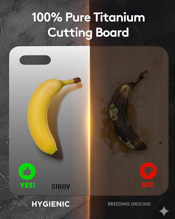 Titanium Cutting Board, Premium Pure Titanium Chopping Boards for Kitchen, Non-Toxic & Dishwasher Safe for Meat, Fruit, and Vegetables (16L*10W)