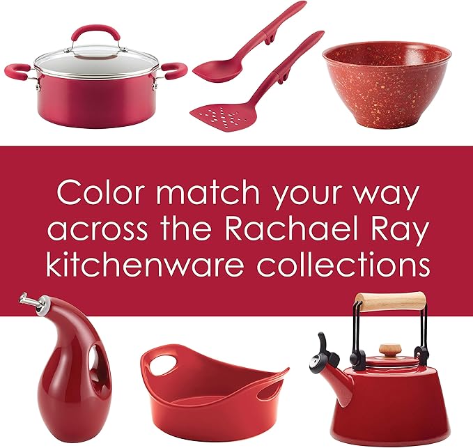 Rachael Ray Create Delicious Stock Pot/Stockpot with Lid - 12 Quart, Red