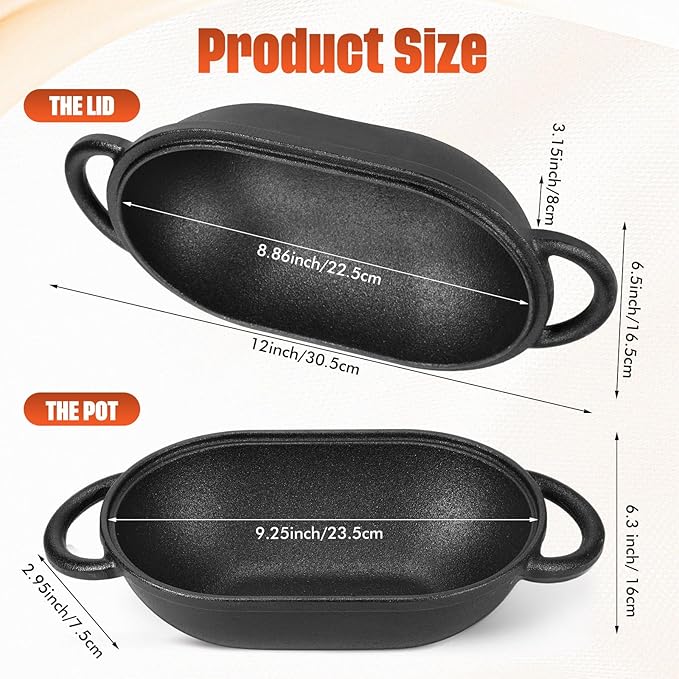 Maxdot 4qt Dutch Oven with Lid Enameled Cast Iron Sourdough Bread Pan for Baking Non Stick Single with Loop Handles for Family Homemade Breadbaking(Black)